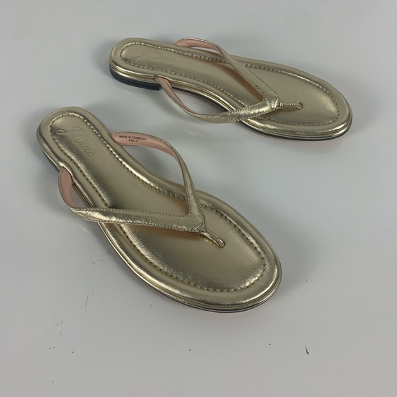 J. Crew Metallic Menorca Leather Thong Sandals size 11 - Picture 3 of 6